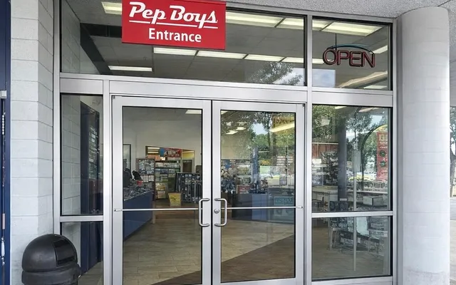 Commercial glass storefront entrance